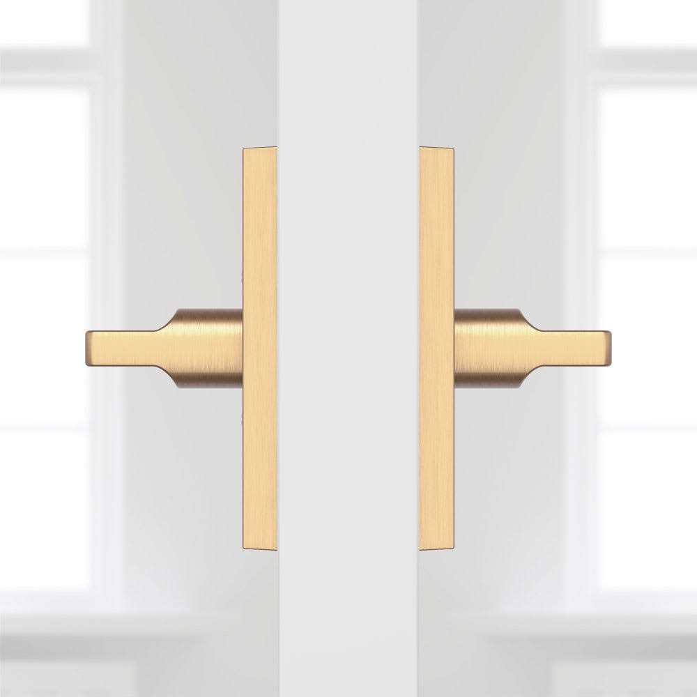 Baldwin Half Dummy Lifetime Satin Brass Right Hand Square Door Lever with Contemporary 5 in. Rose HDSQURCFR044 - Cheap Fitting
