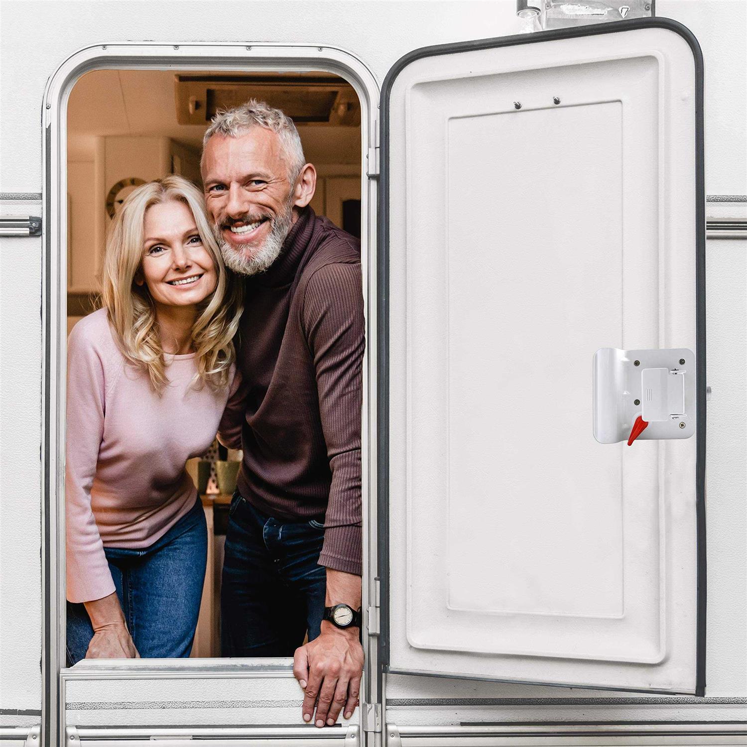 Leisure Locks RV Travel Trailer Entry Door Lock Polar White Paddle Deadbolt - Cheap Fitting