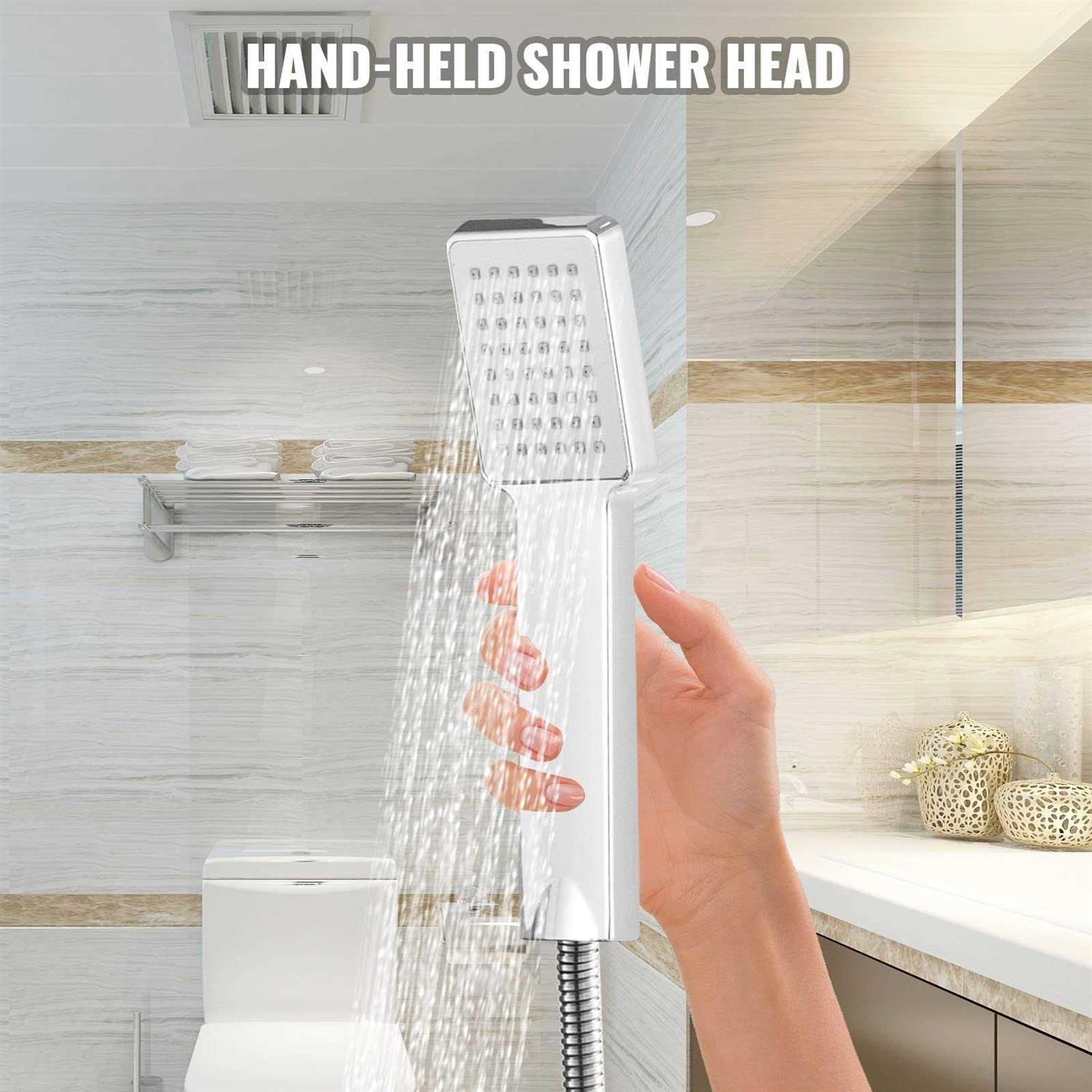 Happybuy 6 in 1 LED Shower Panel Tower System Rainfall and Mist Head Rain Massage Stainless Steel Shower Fixtures with Adjustable Body Jets - Cheap Fitting