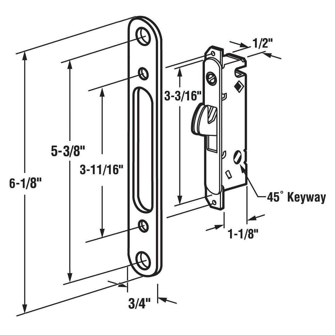 FPL Door Locks and Hardware Inc. Veranda Sliding Glass Door Handle Set with Mortise Lock - Cheap Fitting