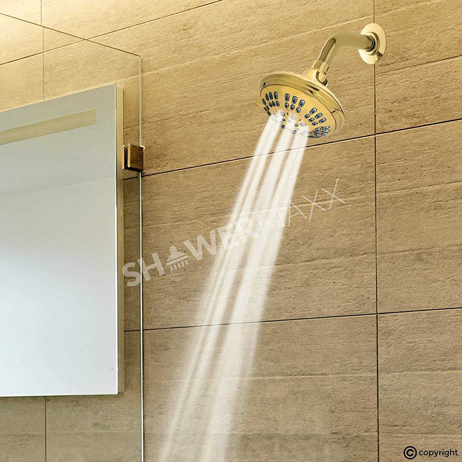 ShowerMaxx Luxury Spa Series 6 Spray Settings 4.5 inch Adjustable High Pressure Shower Head - Cheap Fitting