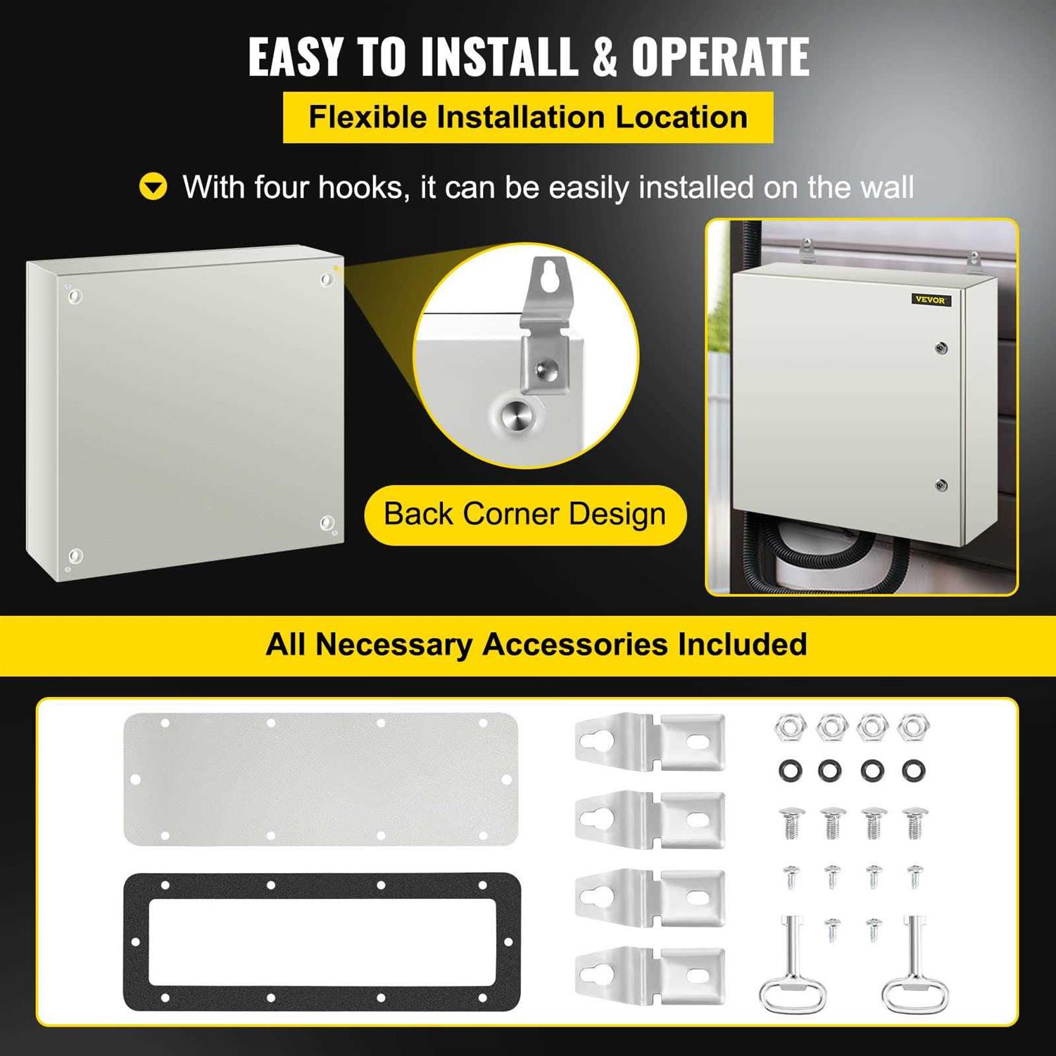 VEVOR NEMA Steel Enclosure NEMA 4X Steel Electrical Box - Cheap Fitting