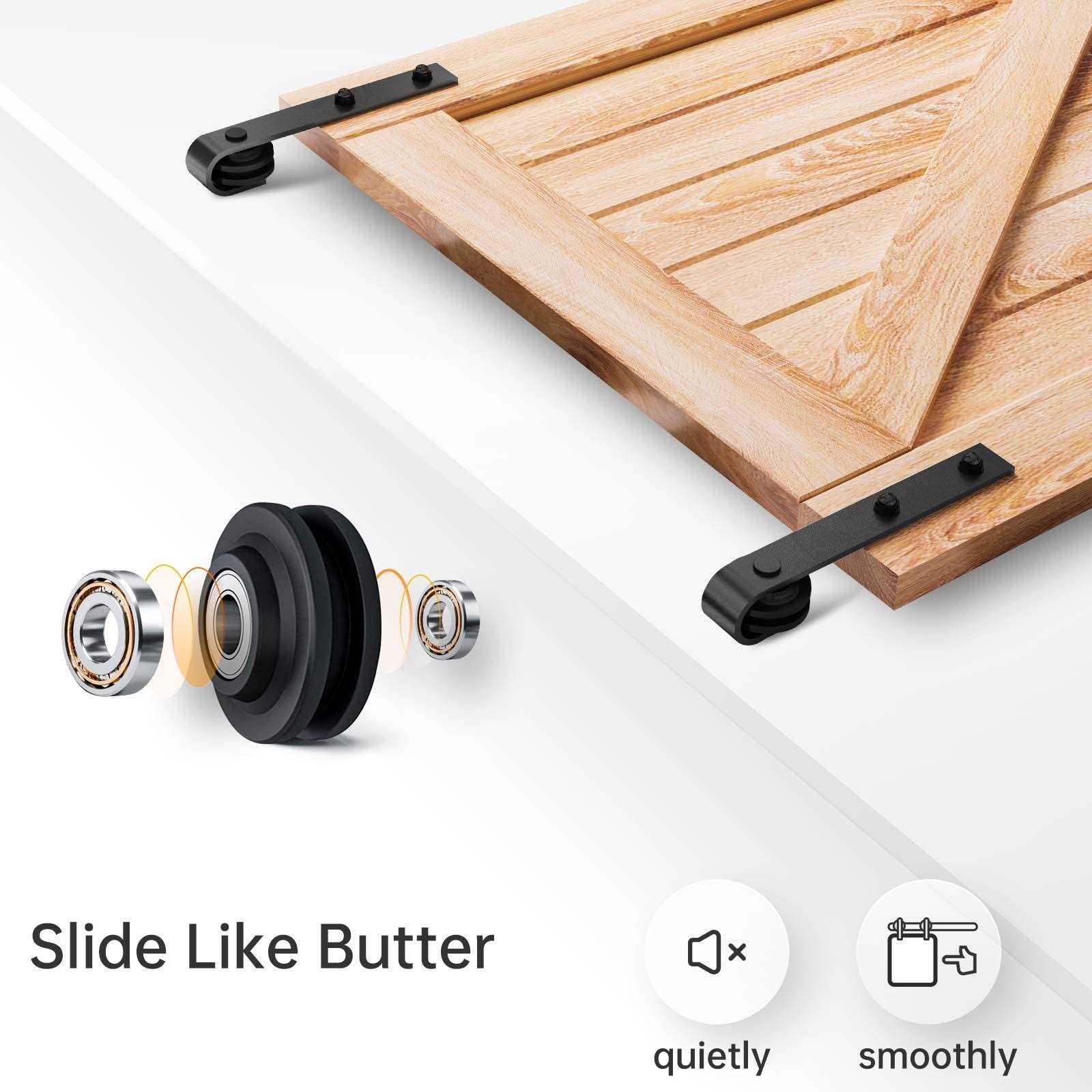 EaseLife Heavy Duty Sliding Barn Door Hardware Track Kit,Straight Pulley,Slide Smoothly Quietly,Easy Install - Cheap Fitting