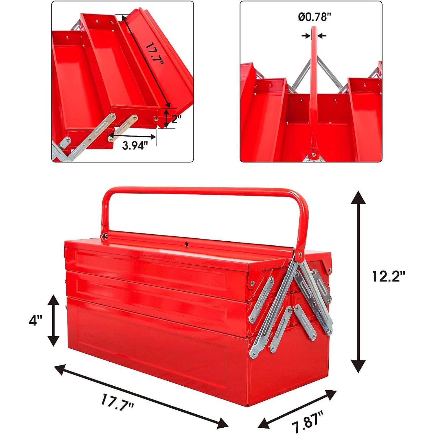 big red 18 tool box,portable steel/metal locking toolbox organizer with 5 cantilever tool trays,antbc-128r - Cheap Fitting