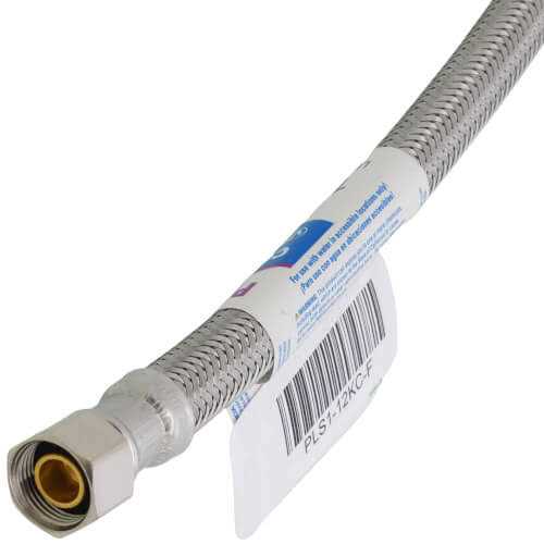 Brasscraft PLS1-12KC-F 3/8 in. Compression x 3/8 in. Compression x 12 in. Length Braided Stainless Steel Faucet Connector - Cheap Fitting