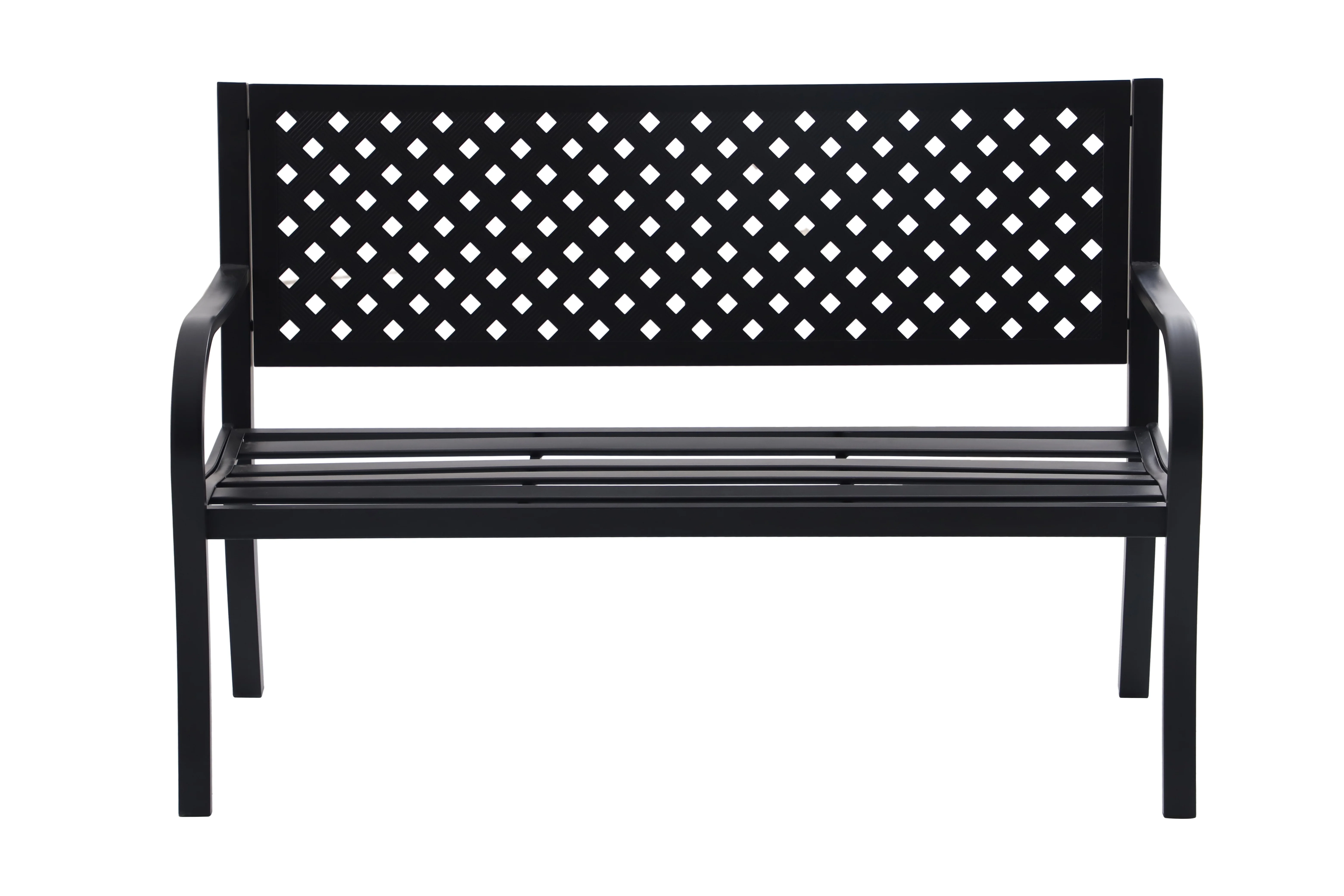 Mainstays Lattice High Back Slat Seat Steel Garden Bench, Black - Cheap Fitting