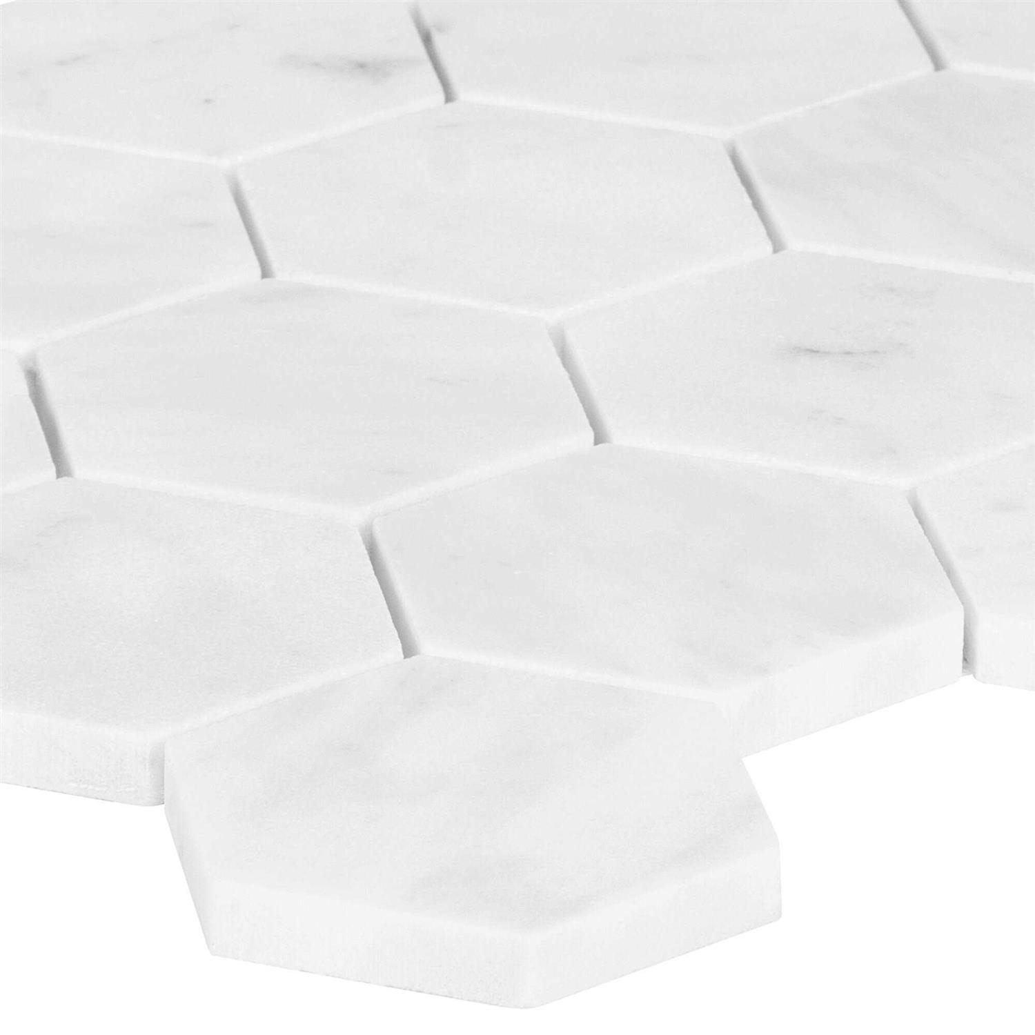 Satori Venatino Polished 12-in x 12-in Polished Natural Stone Marble Hexagon Marble Look Wall Tile 1001-0176-0 - Cheap Fitting
