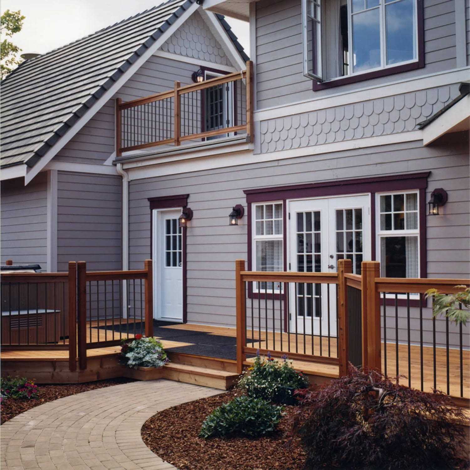 Vista 36 in. x 6 ft. Traditional Cedar Level Rail Kit with Round Aluminum Ballusters - Cheap Fitting