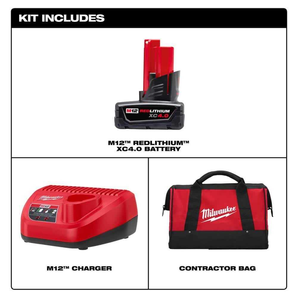 Milwaukee 48-59-2440B M12 XC 4.0AH Battery and Charger Starter Kit - Cheap Fitting