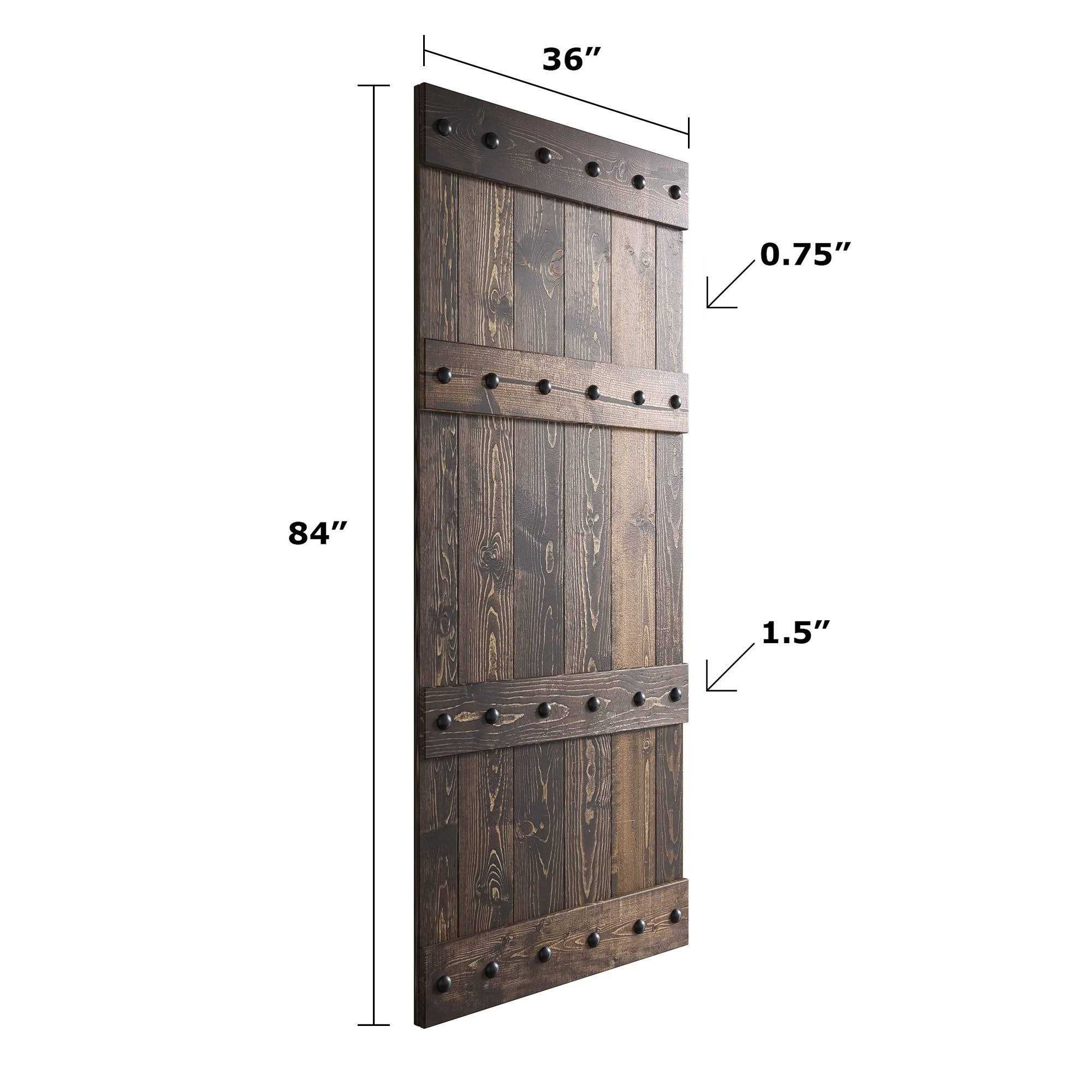 Paneled Wood Castle Series Barn Door without Installation Hardware Kit Coast Sequoia - Cheap Fitting