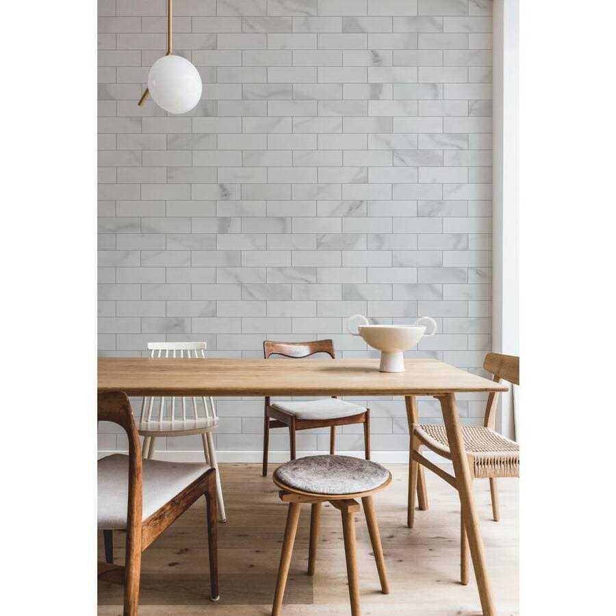 Avant Decor Bex Metro Glossy 4-in x 12-in Glossy Subway Peel and Stick Wall Tile - Cheap Fitting