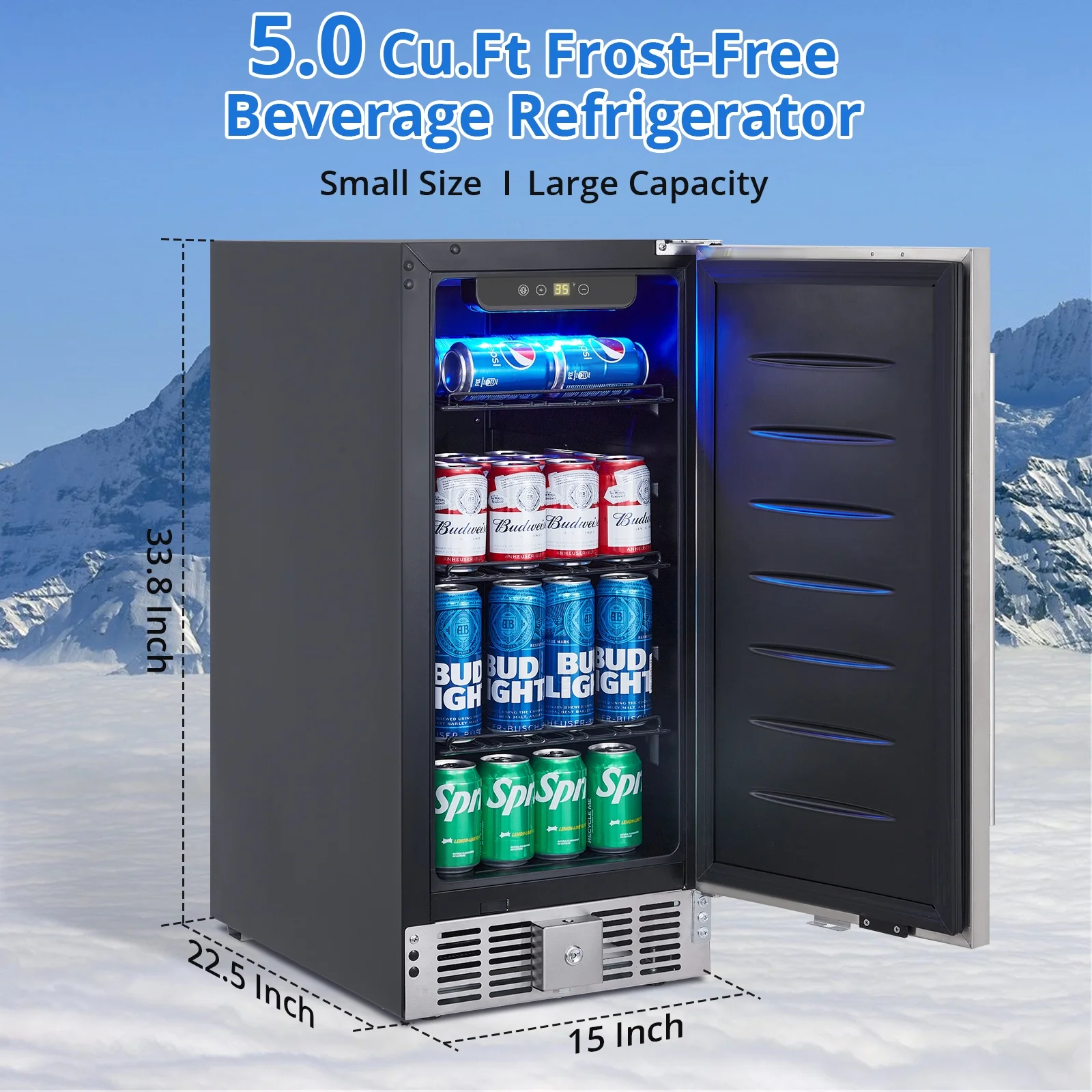 Beverage Refrigerator 15 Inch, Weather Proof Stainless Steel Beverage Fridge for Outdoor Kitchen and Patio, Indoor/Outdoor Beverage Cooler for 110 Cans, Built-in/Freestanding - Cheap Fitting