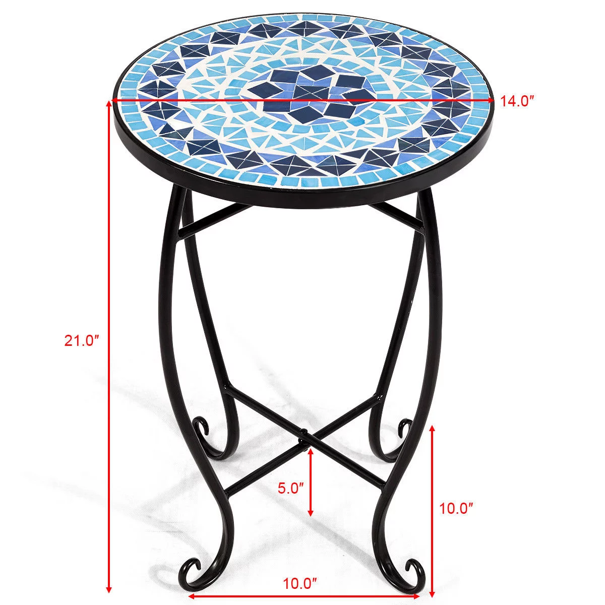 Costway Outdoor Indoor Accent Table,Mosaic Patio Table, Plant Stand Cobalt Blue Color Scheme Garden Steel - Cheap Fitting