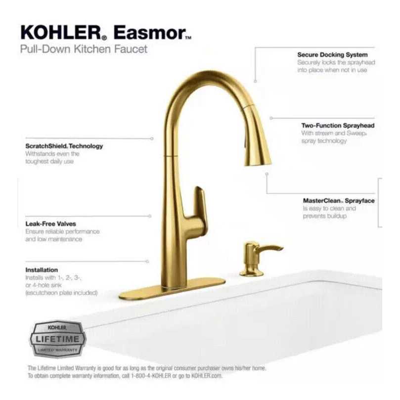 KOHLER Easmor Single-Handle Pull Down Sprayer Kitchen Faucet - Cheap Fitting