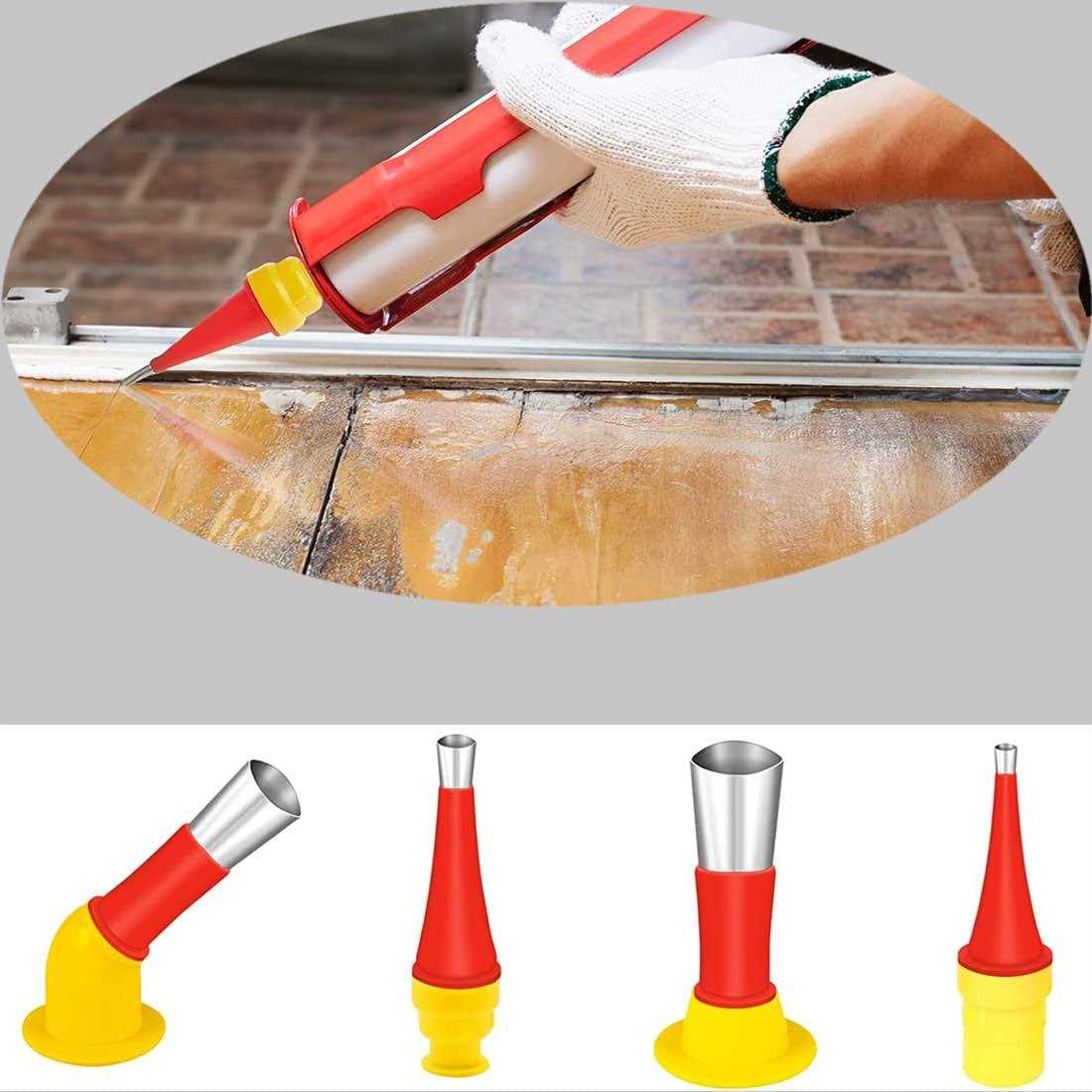 Jtuxcke 27 Pcs Caulking Finisher Kit, Reusable Caulking Nozzle Coating 15 Caulking Nozzle Applicators Caulking Tool Kit with 8 Connector Caulking Guns and 4 - Cheap Fitting