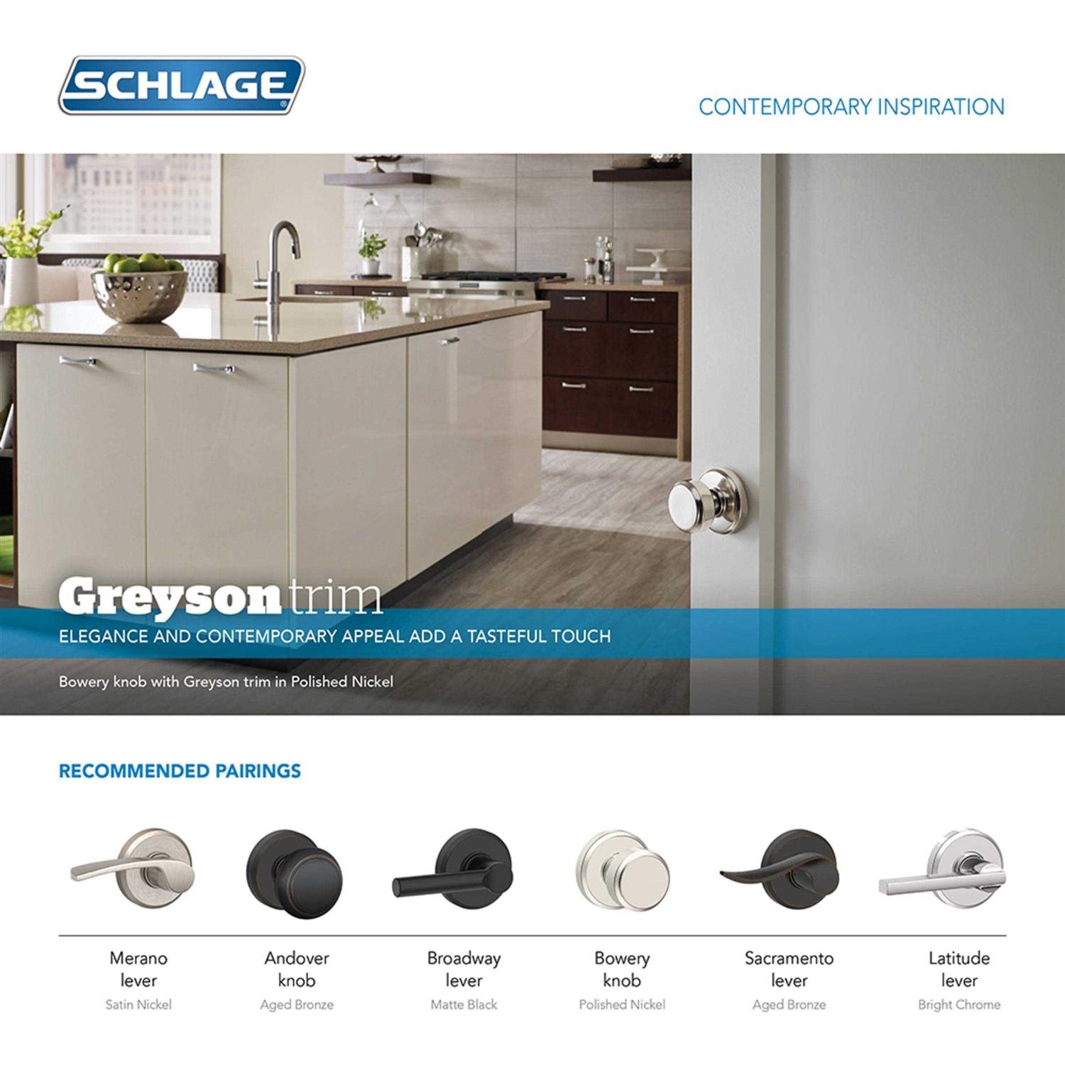 Schlage Bowery Keyed Entry Door Knob with Greyson Trim - Cheap Fitting