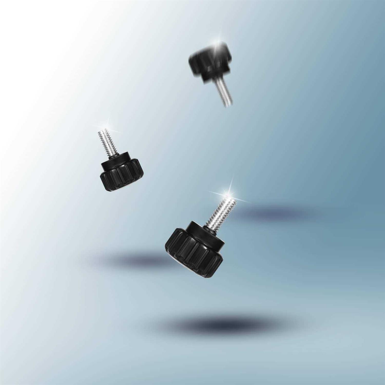 LUTER 20pcs M4 x 10mm Carbon Steel Threaded Knurled Thumbscrew Knurled Handle Bolts Grip Mounting Thumb Screw Knobs Black Round Clamping Screws - Cheap Fitting