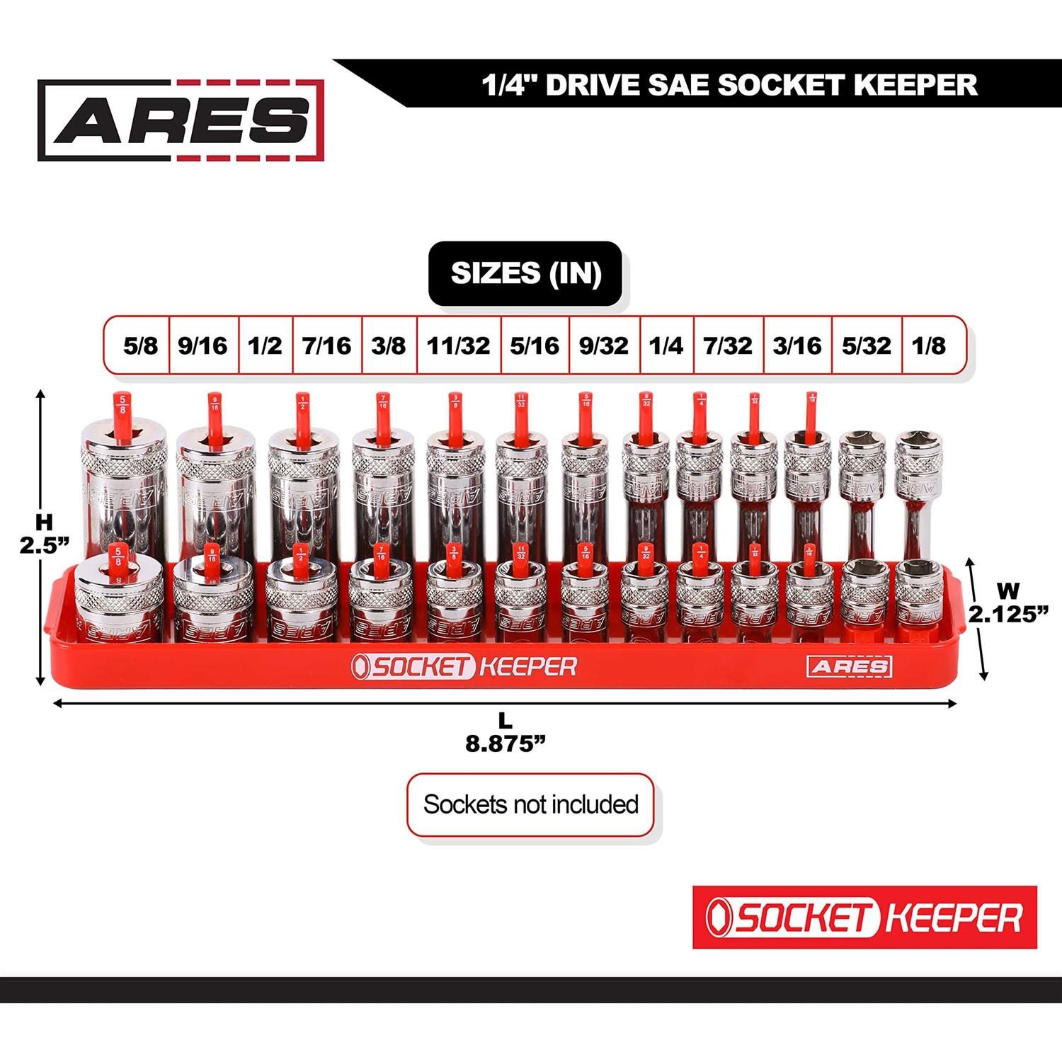 ARES 60141 – 8-Piece Metric & SAE Socket Keeper Socket Organizer Tray Set – Black - Cheap Fitting