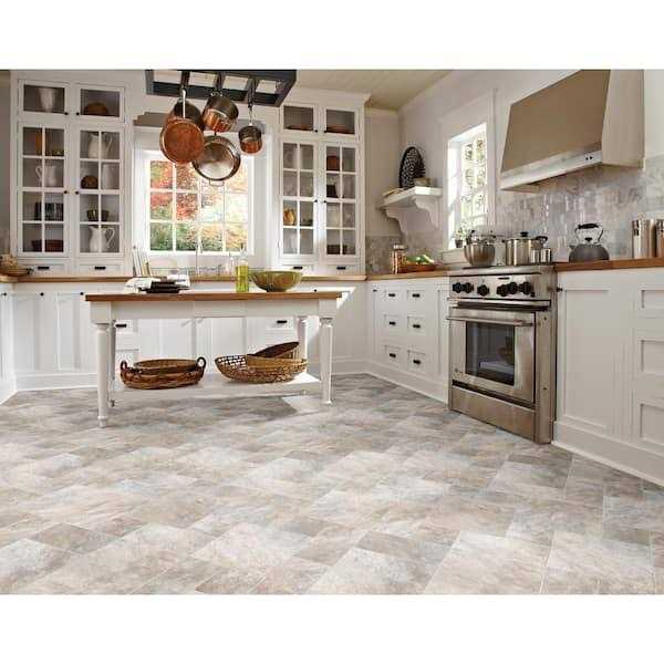 TrafficMaster Gray Residential Vinyl Sheet Flooring 12 ft. Wide x Cut to Length - Cheap Fitting