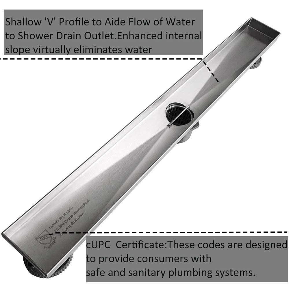 Neodrain Linear Shower Drain with Tile Insert Grate - Cheap Fitting