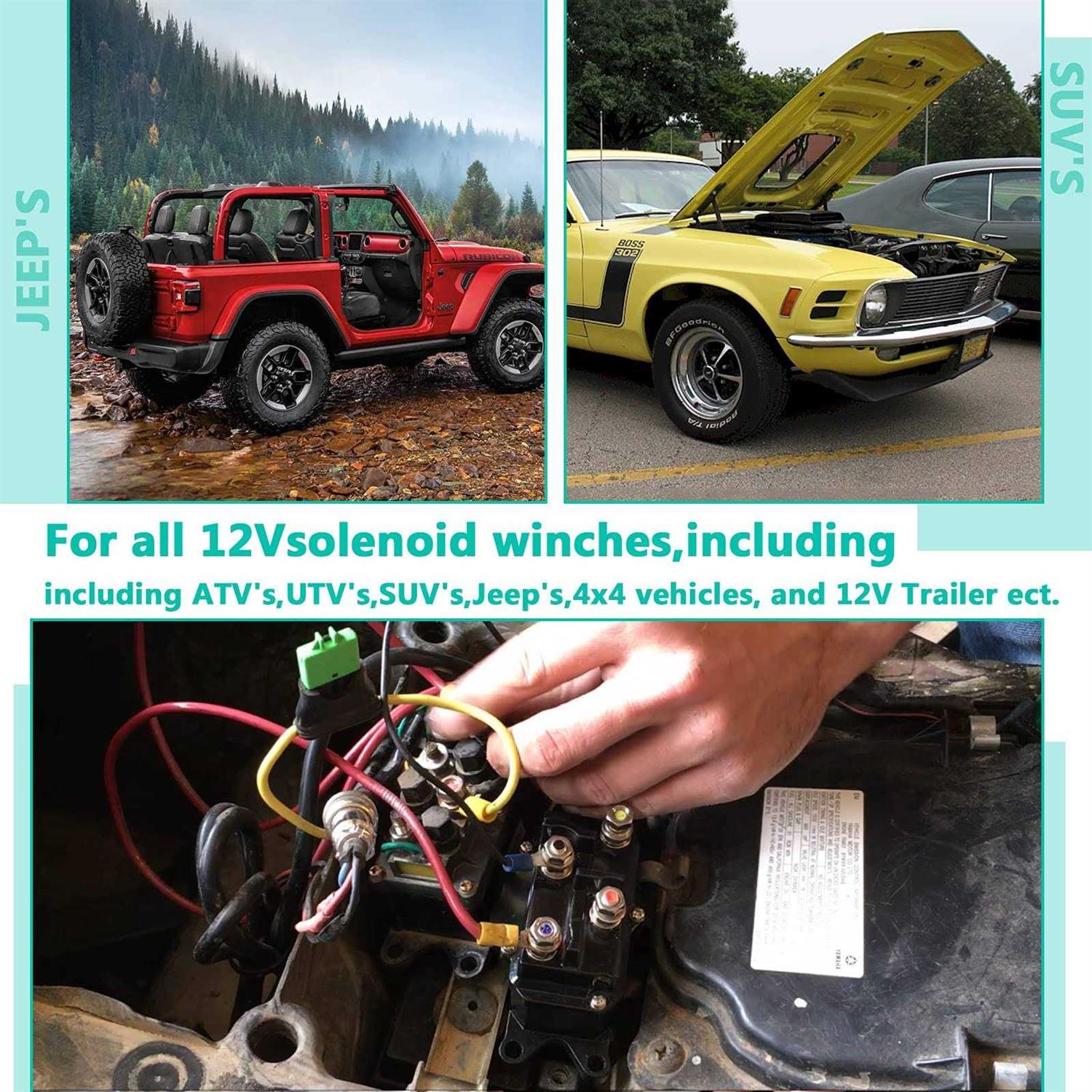 ovsor 12v 250a Winch Solenoid Relay Contactor Thumb Truck for Atv Utv 2000-5000lbs Winch with 6 Protecting Caps - Cheap Fitting