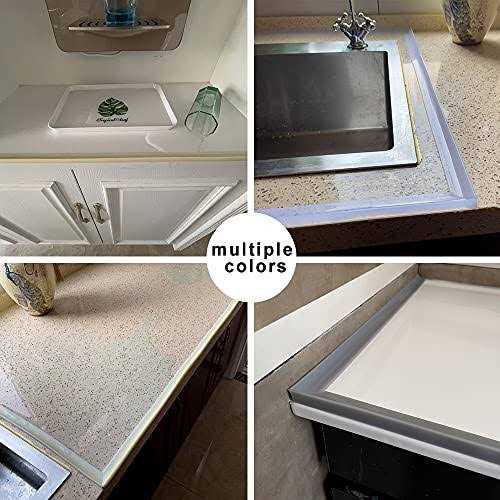 118 inch Water Guard for Kitchen Sink,Silicone Rubber Kitchen Splash Guard, Corner Water Retaining Dam Strip for Countertop,Shower, Bathroom,Self - Cheap Fitting