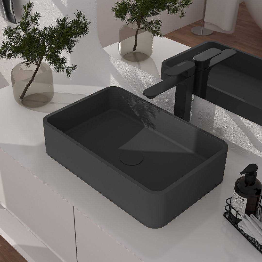 CASAINC Concrete Art Basin Rectangular Bathroom Vessel Sink CA-VS1006-BE - Cheap Fitting