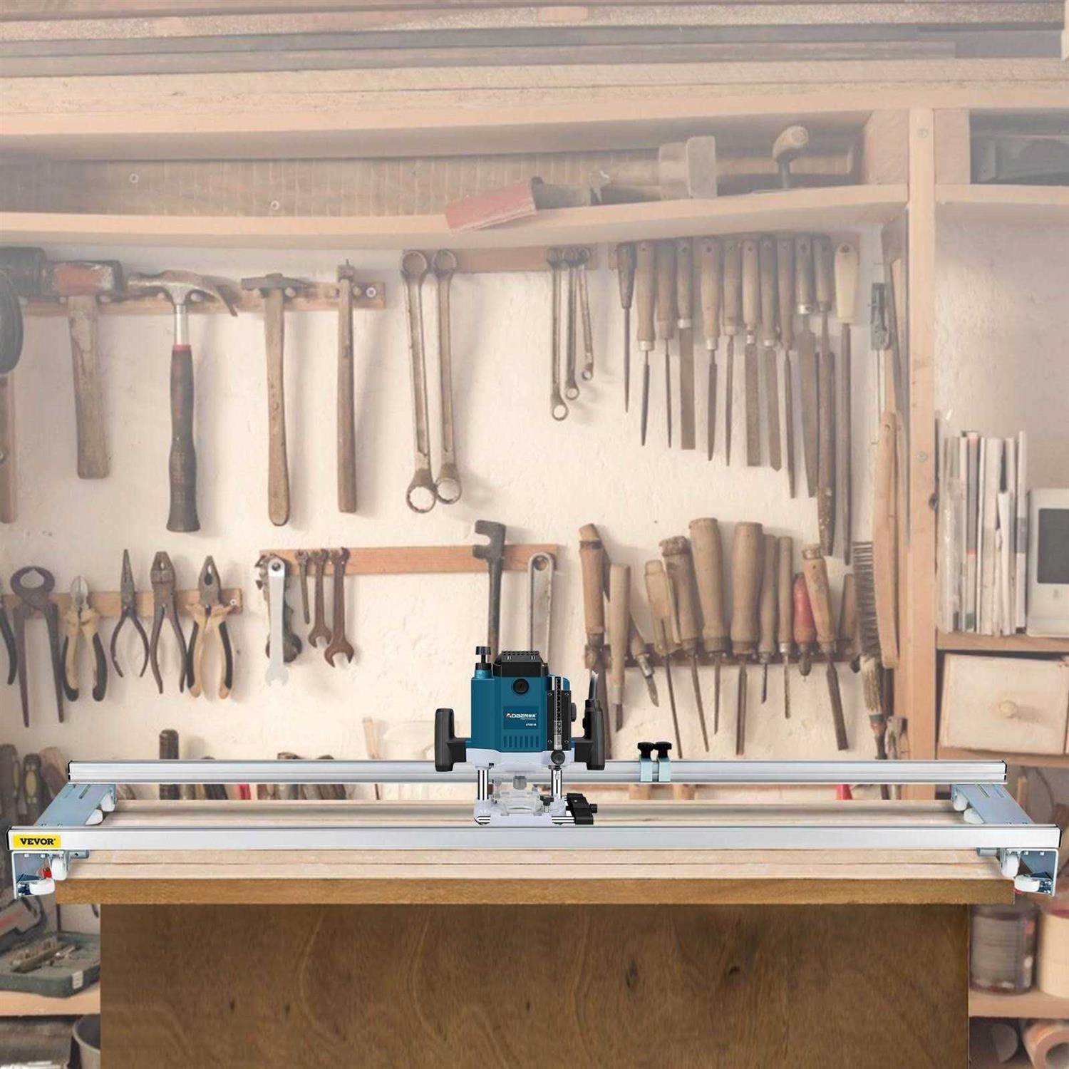 VEVOR Router Sled, 60 inches / 152.4cm Width, Slab Guide Jig for Woodworking with Locking Function, Portable and Easy to Adjust - Cheap Fitting