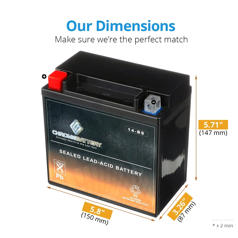 Atv Battery Ytx14-Bs For Honda Trx500Fa Fourtrax Rubicon 500Cc Years (2001-2014) - Cheap Fitting
