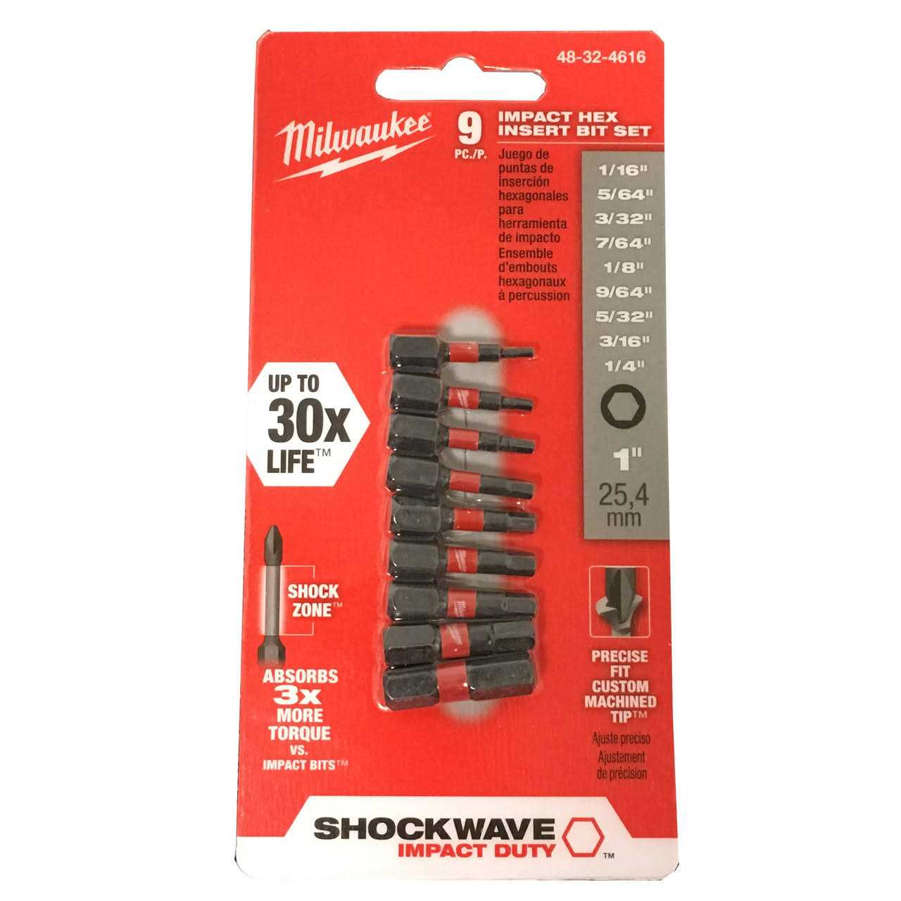Milwaukee 48-32-4616 SHOCKWAVE Impact Hex Insert Bit Set - Cheap Fitting
