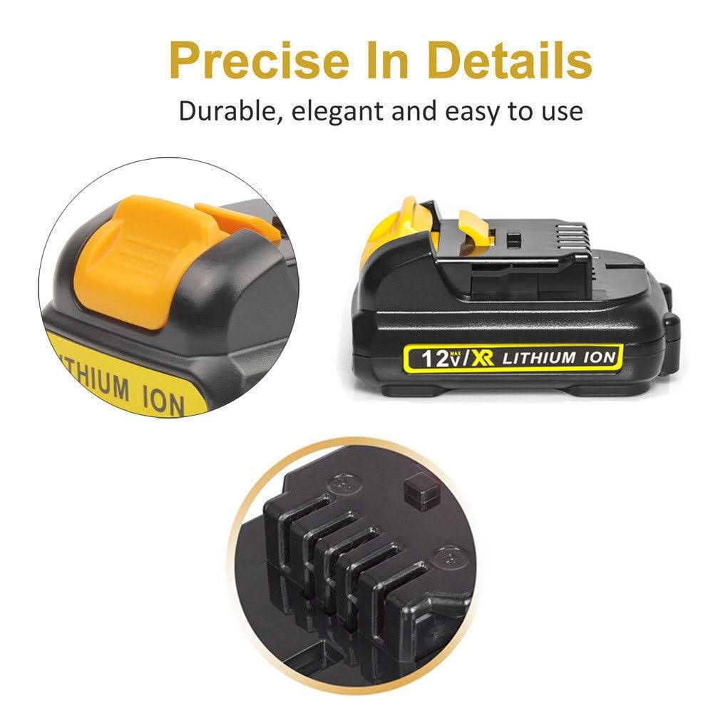 2pack 12v 3.0Ah 12 Volt XR Max Lithium Battery for Dewalt Dcb127-2 Dcb120 Dcb121 - Cheap Fitting