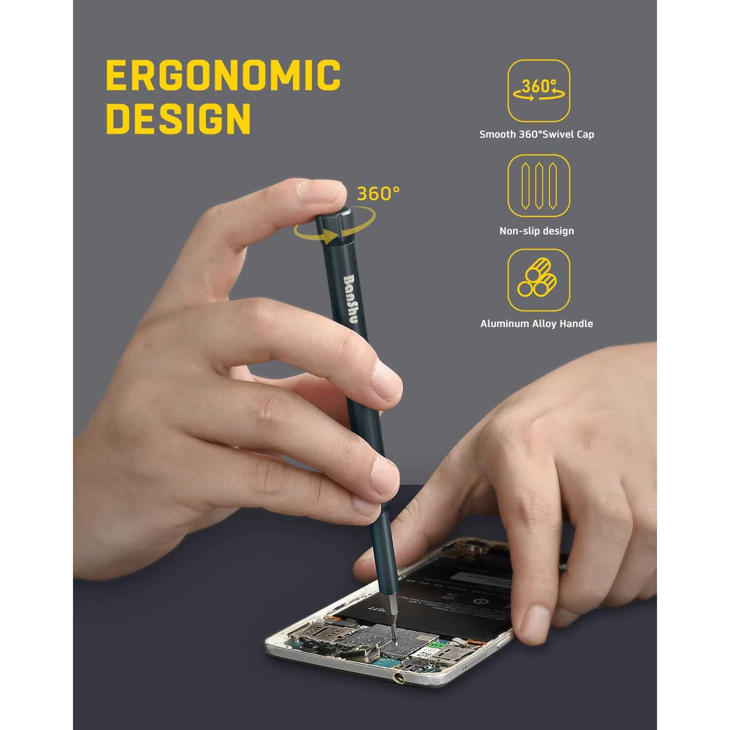 Banshu Small Screwdriver Set 46 in 1 Mini Manual Screwdriver Set with Metal Case - Cheap Fitting