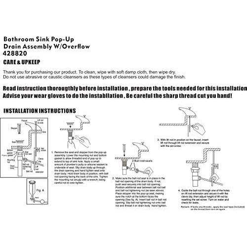 Artiwell Sink Pop-Up Drain Stopper Assembly with Lift Rod and Overflow - Cheap Fitting