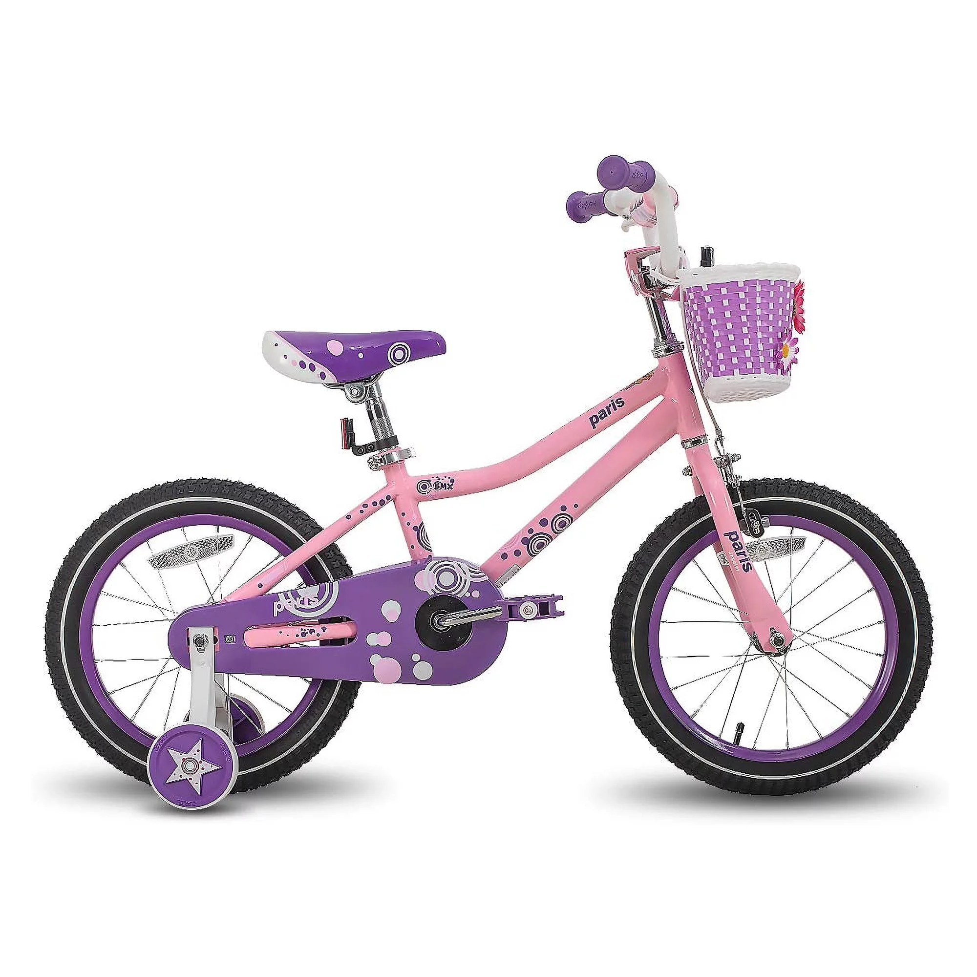 Joystar Paris 18 Inch Ages 5 to 9 Girls Training Wheel Kickstand Bike, Blue/Pink - Cheap Fitting