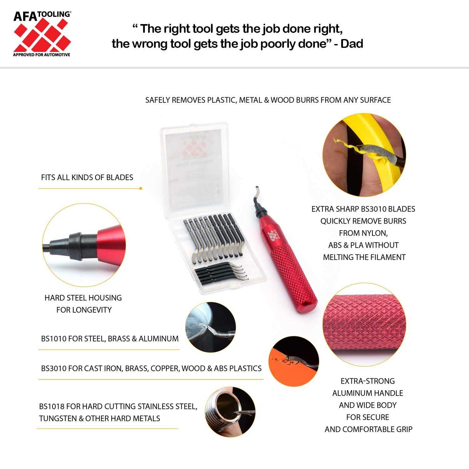 AFA Tooling Approved for Automotive AFA Tooling Deburring Tool with 15 Extra High Speed Steel Blades - Cheap Fitting