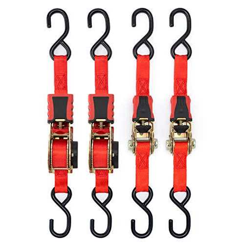 Strapinno Retractable Ratchet Straps 1 in x Secure Tie-downs with Rubber-coated Handles - Cheap Fitting