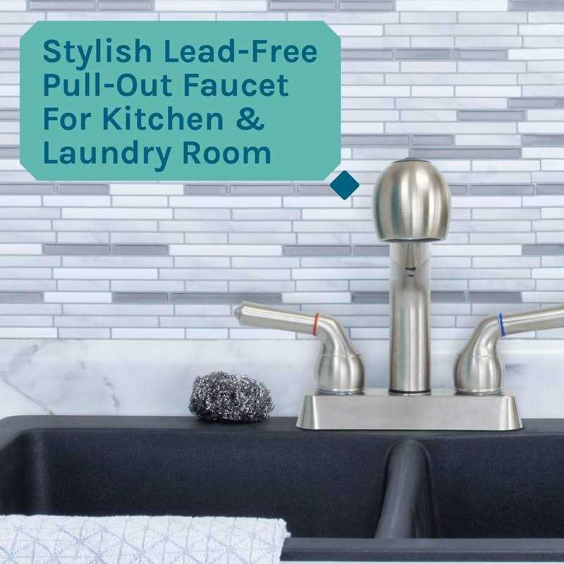 JS Jackson Supplies Dual Handle Pull Out Faucet, Stainless Steel Finish, 4 Inch Center Set, Universal - Cheap Fitting