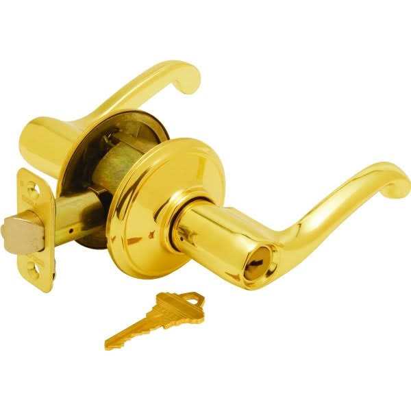 Schlage Bright Brass Single Cylinder Deadbolt and Plymouth Keyed Entry Knob - Cheap Fitting