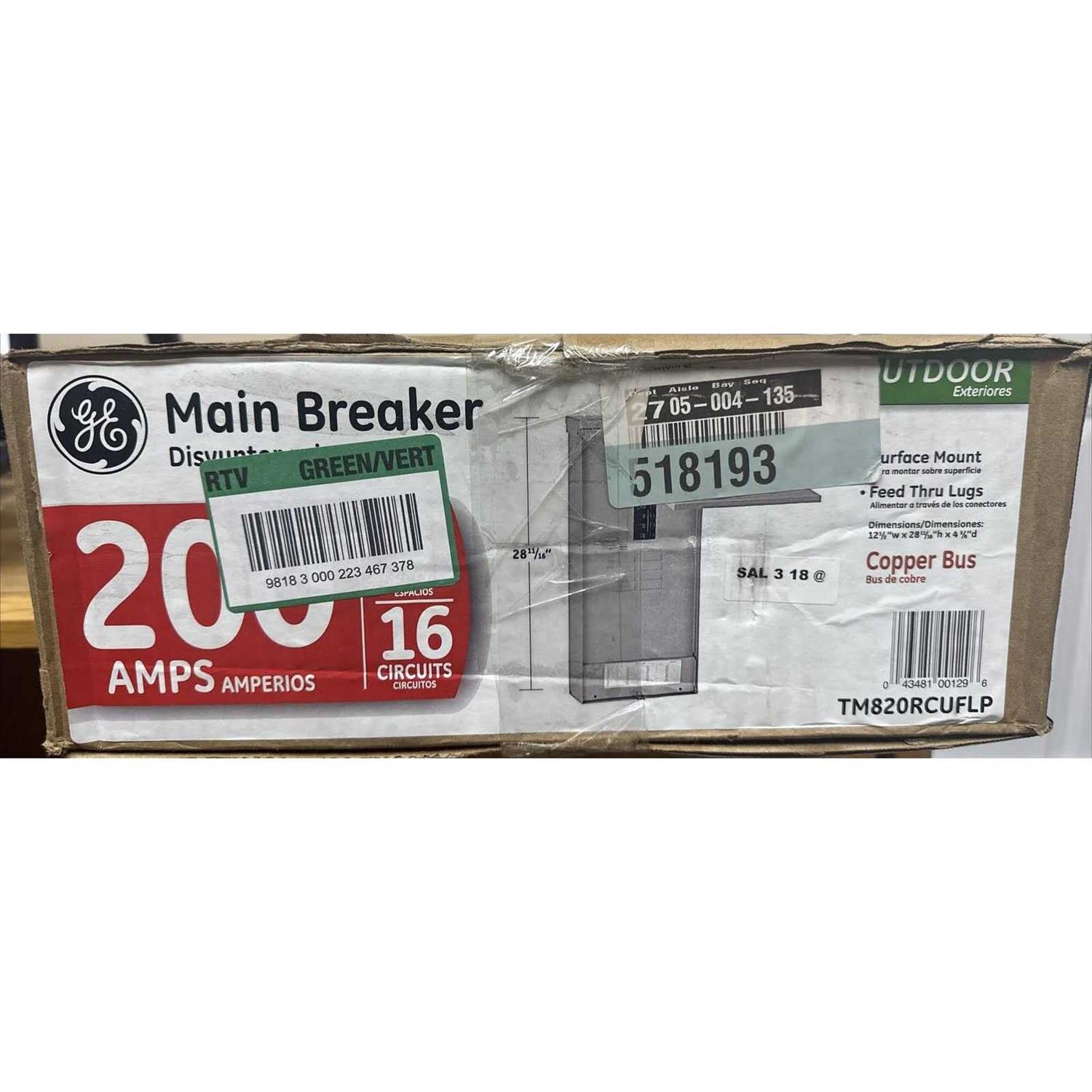 GE 200A Outdoor Load Center TM820RCUFLP - Cheap Fitting