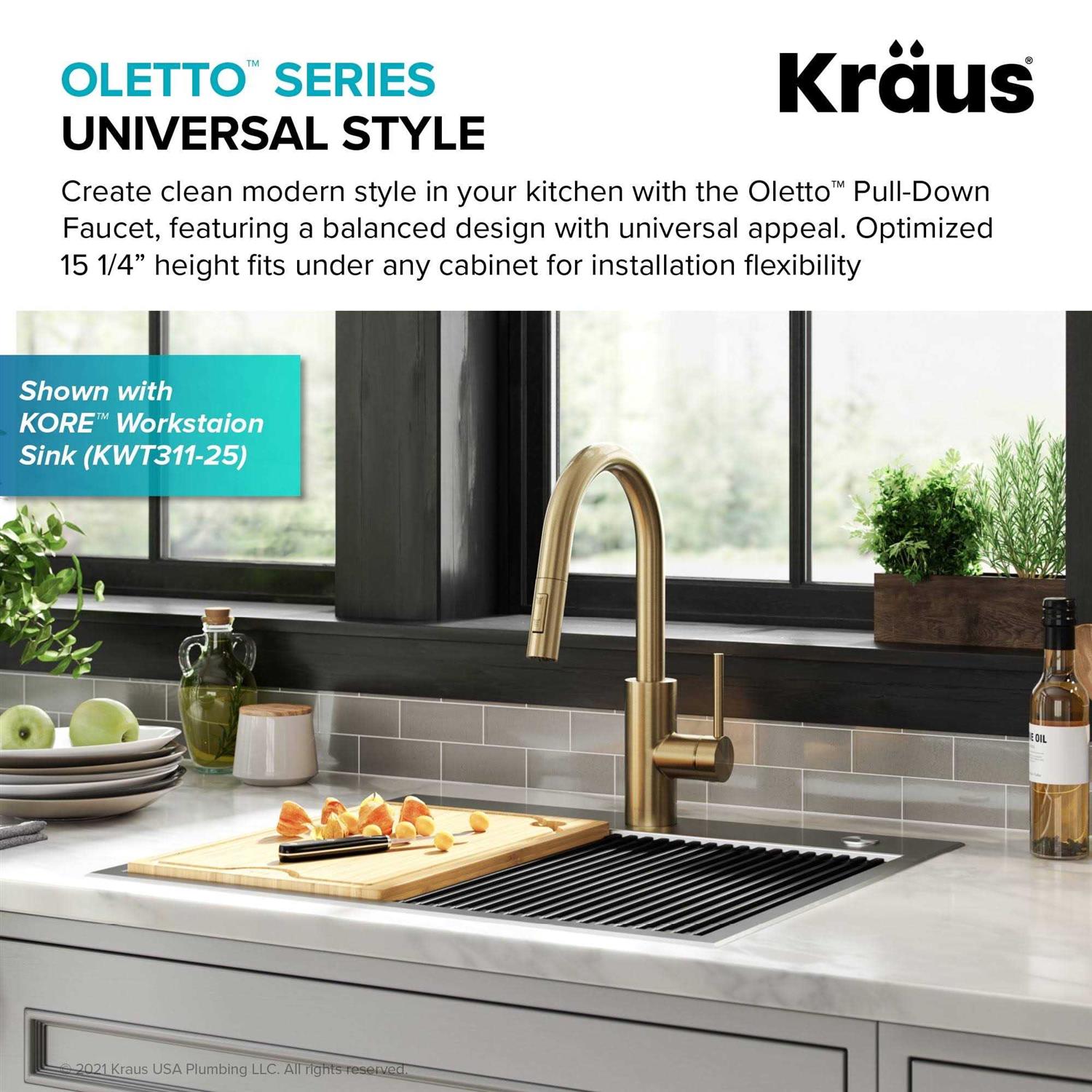 Kraus Oletto Pull-Down Single Handle Kitchen Faucet with QuickDock Top Mount Installation Assembly KPF-2620 - Cheap Fitting