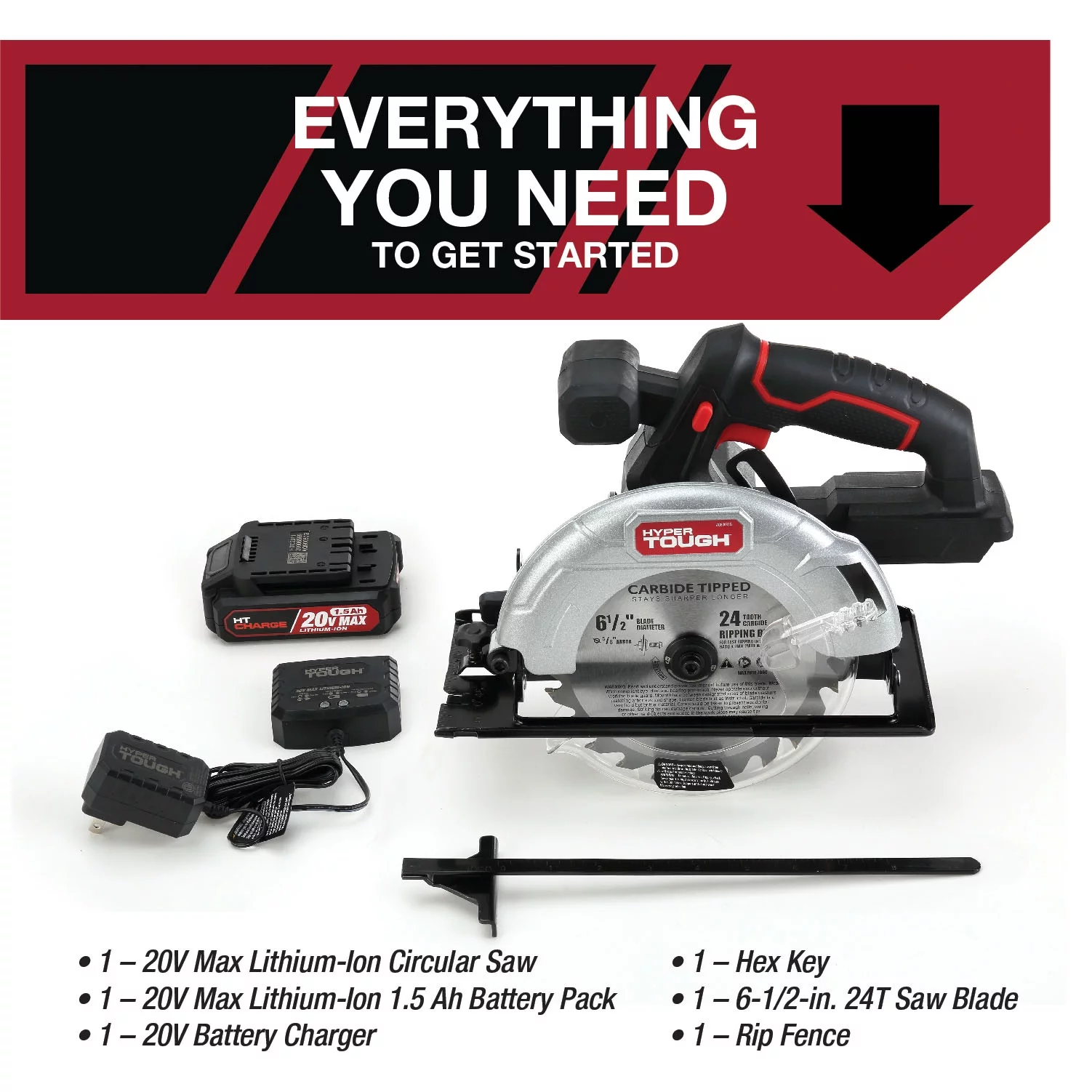 Hyper Tough 20V Cordless 3/8” Drill & Circular Saw Bundle, (2) 1.5Ah Lithium-Ion Batteries & (2) Chargers - Cheap Fitting