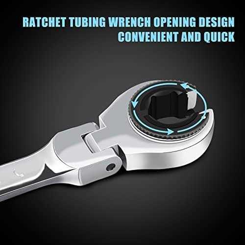 LOSCHEN 1PC Open Flex-Head Ratcheting Wrench Metric Ratcheting Spanner with 72 Teeth - Cheap Fitting