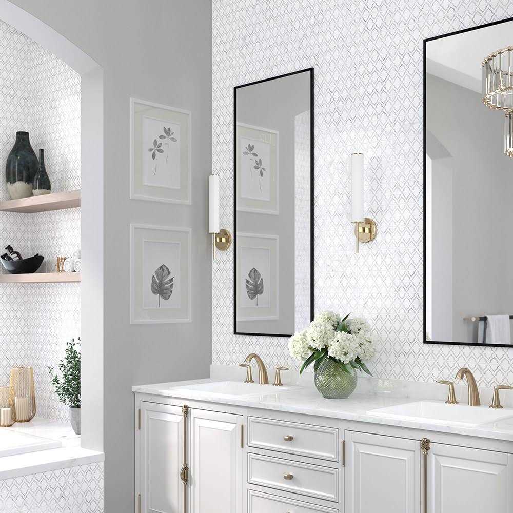 Boutique Ceramic Royal Lane White 4-in x 8-in Matte Porcelain Patterned Floor and Wall Tile Marble LW20121809 - Cheap Fitting
