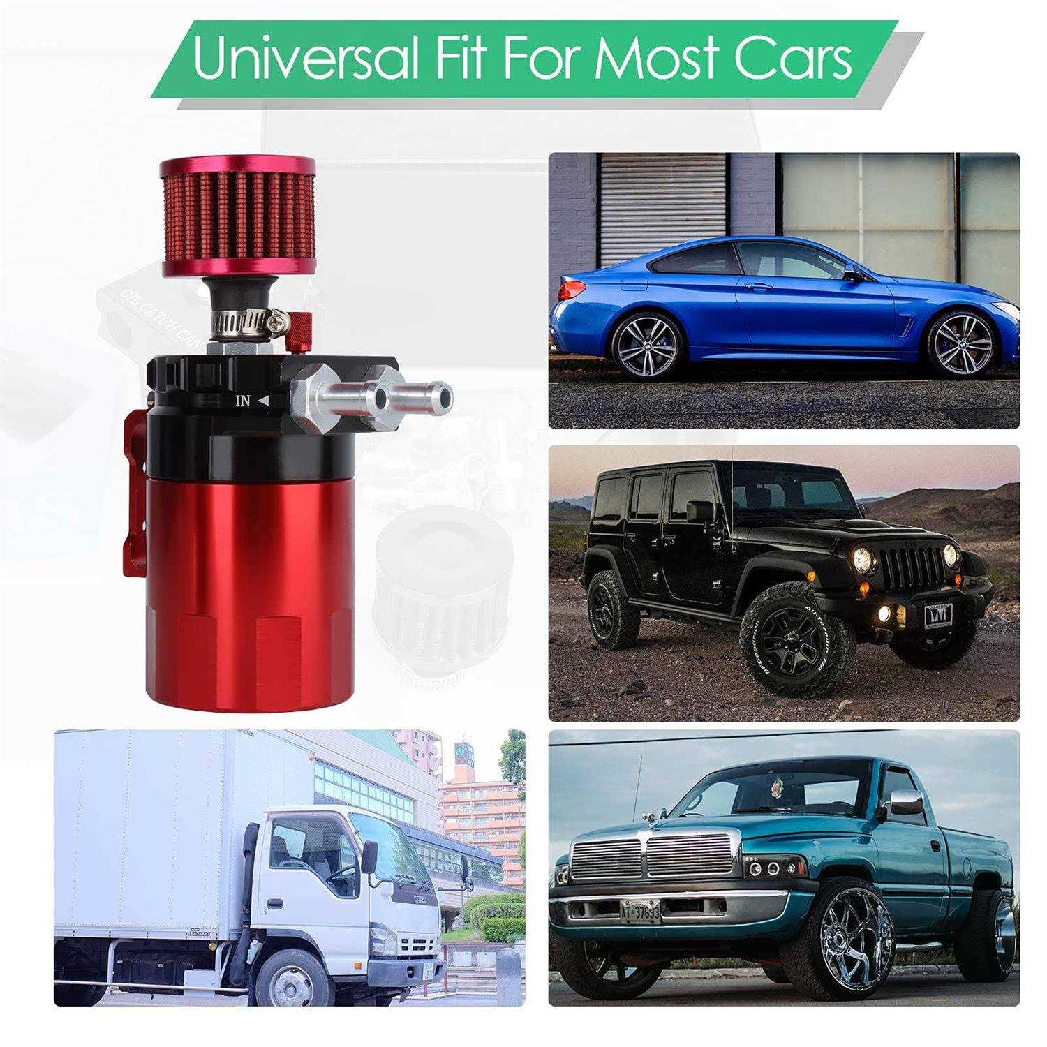 Universal Car Oil Catch Can Kit Polish Baffled Automotive Reservoir Tank 300ml with Breather Aluminum Compact Dual Cylinder - Cheap Fitting