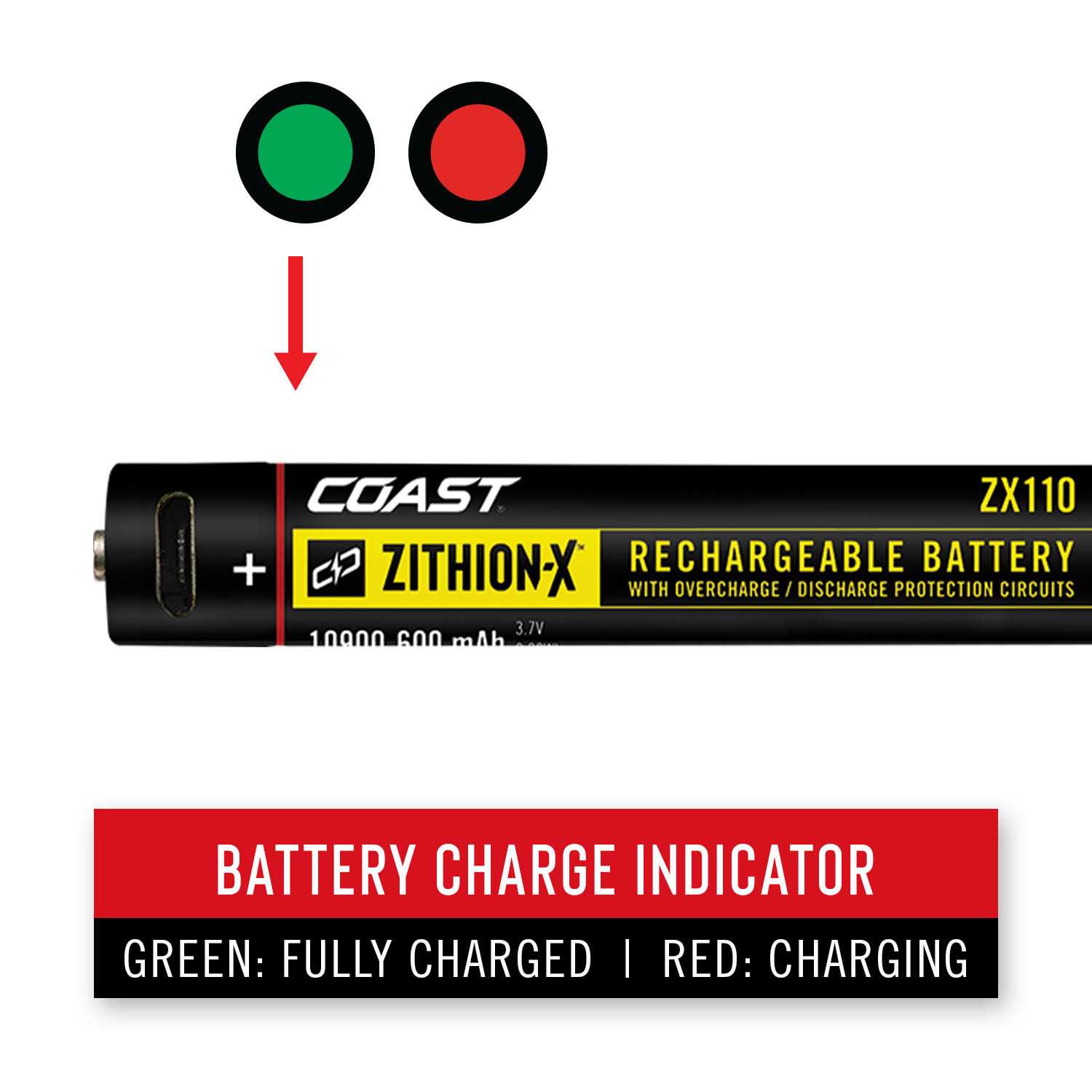 Coast ZX110 ZITHION-X Micro-USB Rechargeable Battery for G20 Flashlight - Cheap Fitting