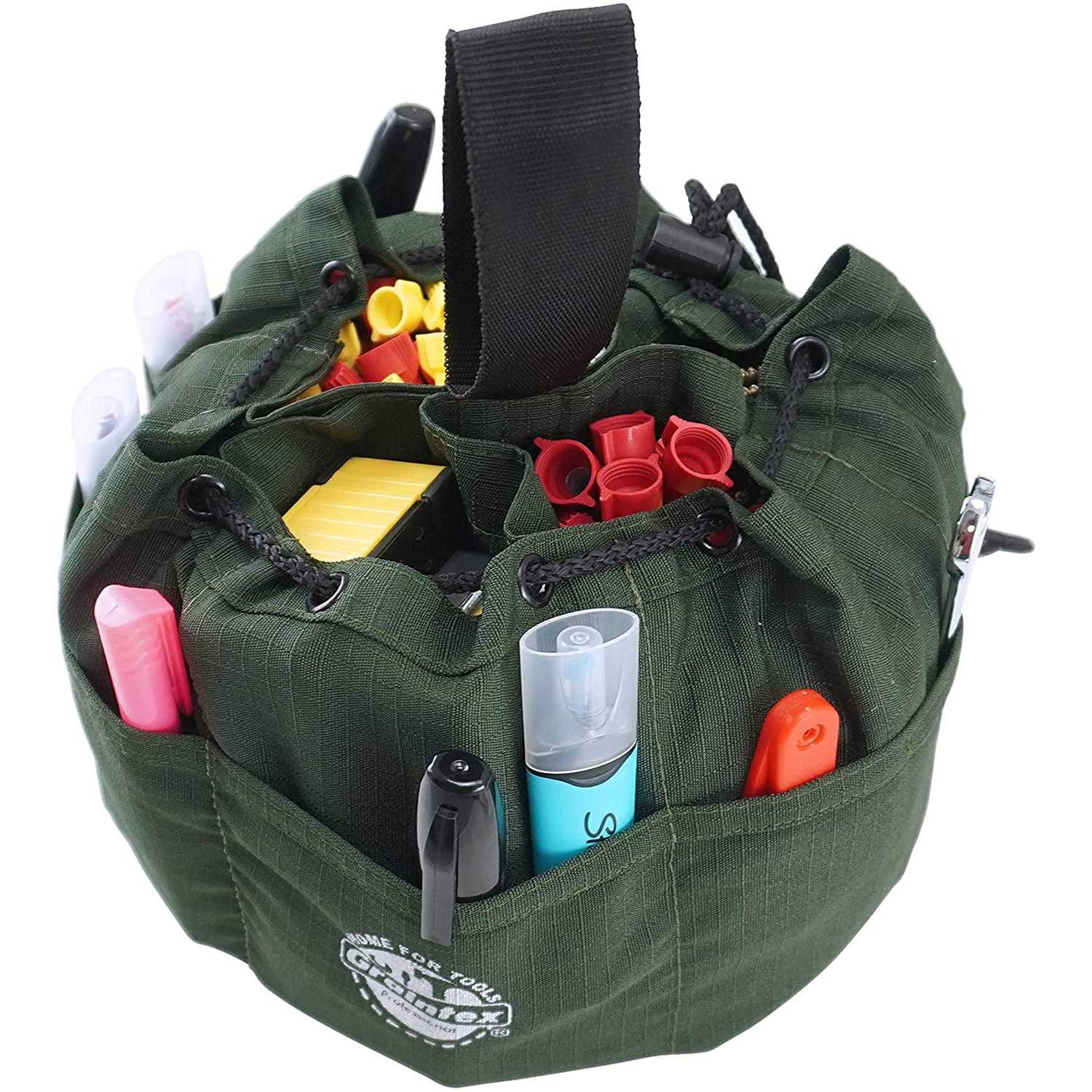 Graintex gb2887 Grab Bag Dark Green Color Rip-stop Canvas 18 Pockets Drawstring Closure - Cheap Fitting