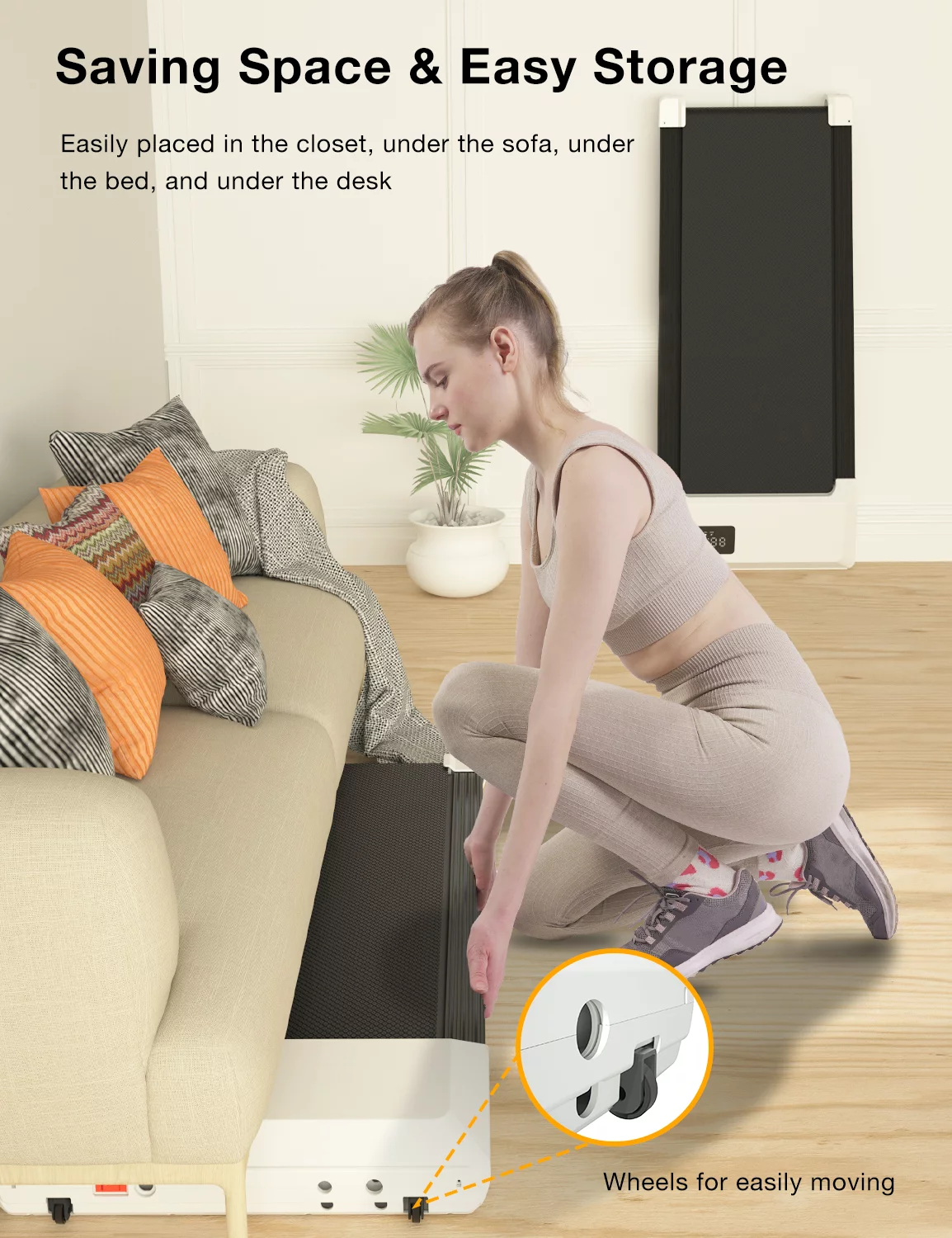 Superun 2.5Hp Walking Pad, 35.5*15.5 Walking Area 2 in 1 Under Desk Treadmill,300lb Walking Treadmill with Remote Control and LED Display, Quiet, Compact & Small Treadmill for Home & Office (White) - Cheap Fitting