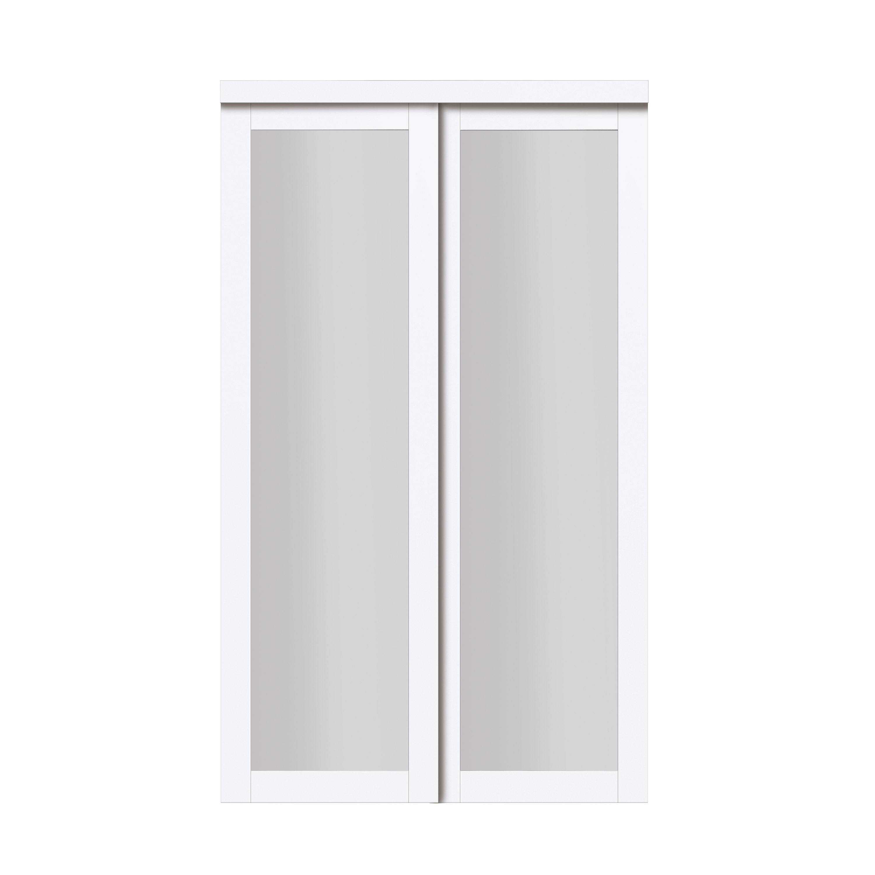 TRUporte 80 in. Harmony White Mirror Mdf Bypass Sliding Closet Door EU3210PWCLE - Cheap Fitting