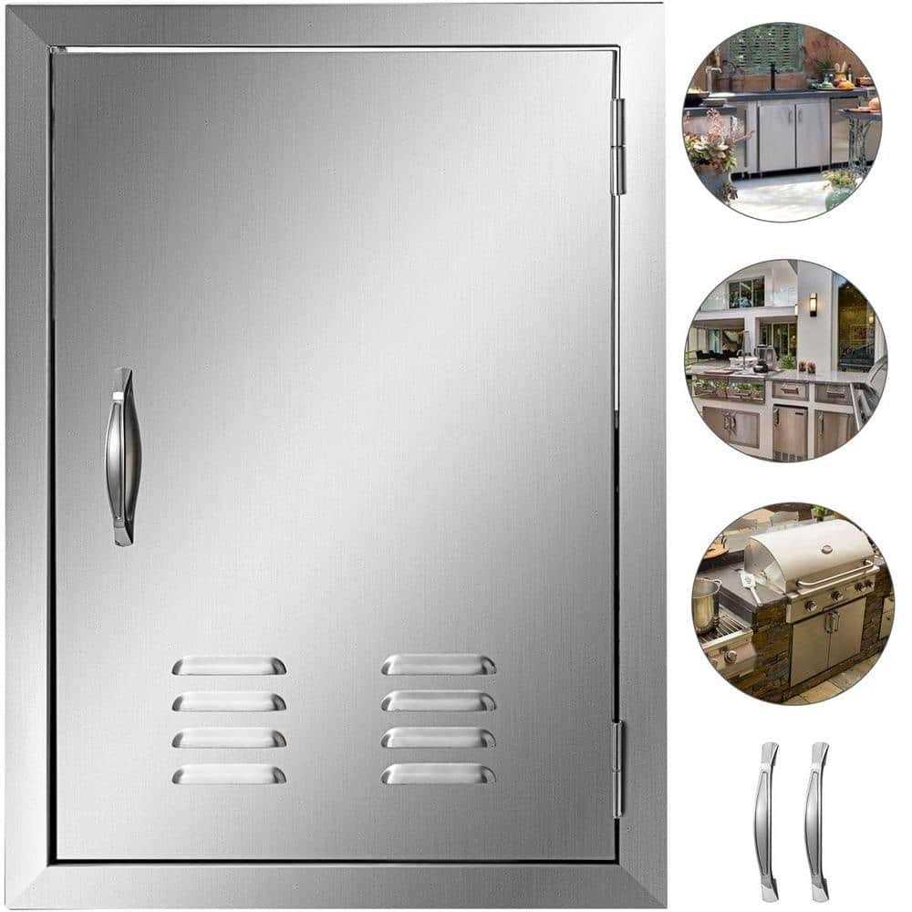 VEVOR BBQ Access Door 17 in. W x 24 in. H Vertical Island Door with Vents Stainless Steel Single Access Door for BBQ Island - Cheap Fitting