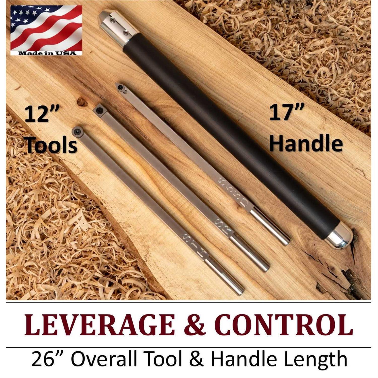 Simple Woodturning Tools Beginners Set of 3 Carbide Turning Tools Hollower Rougher Detailer plus Handle - Cheap Fitting